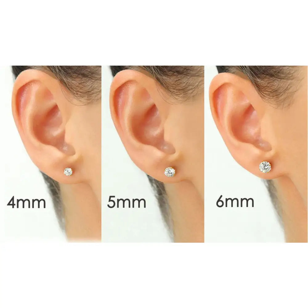 Bundle Set of 3! 14K White Gold Classic Solitaire Stud Earrings, Pushback (Unisex)
