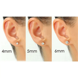 Bundle Set of 3! 14K White Gold Classic Solitaire Stud Earrings, Pushback (Unisex)