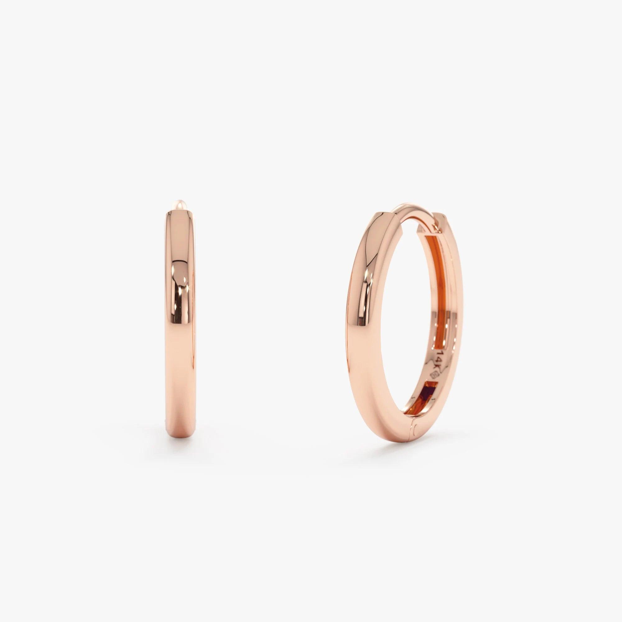 Elegant 14K Solid Gold Mini Huggie Earrings - Tiny Hinged Cartilage Hoops in 7mm, 8mm, and 9mm Sizes.