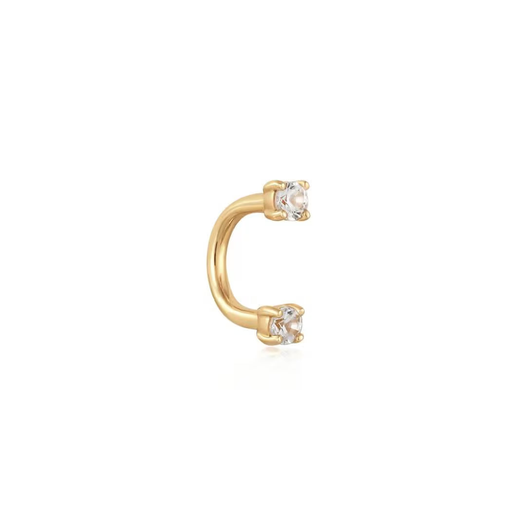 14K Solid Gold Diamond U Shape Huggie Hoop, Gold Ear Jacket, Diamond U-Hoop, Floating Diamond Hoop, Real Gold Open Hoop, Solid Gold Huggie