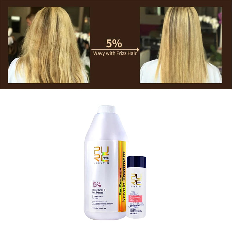 Professional Keratin Hair Treatment Cream Repair Damaged Hair Straightening Smoothing Soft Purifying Shampoo Set Hair Care