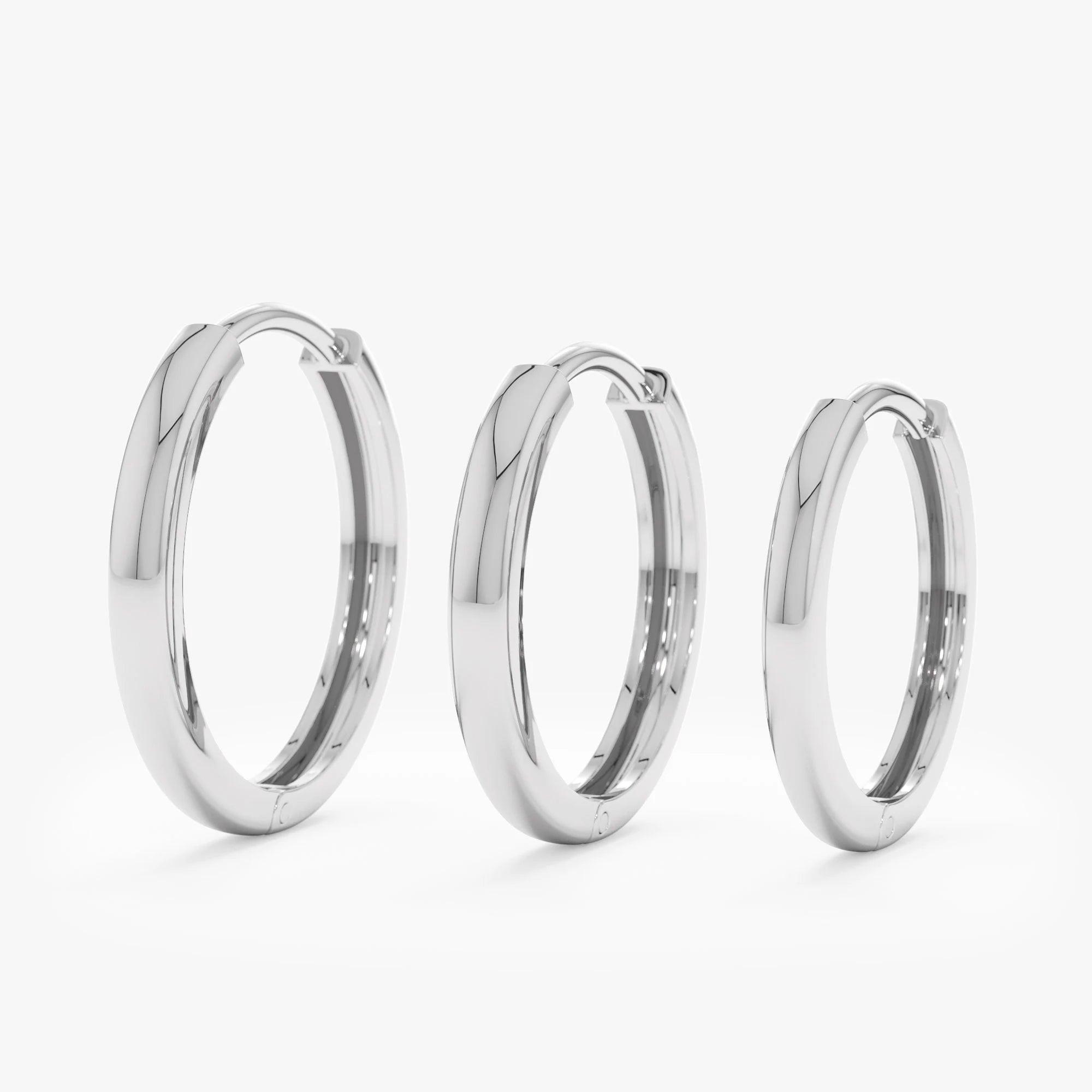 Elegant 14K Solid Gold Brianna Huggie Hoop Earrings - Everyday Style in Yellow, White, and Rose Gold (Pair).