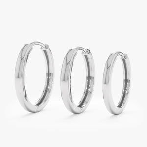 Elegant 14K Solid Gold Brianna Huggie Hoop Earrings - Everyday Style in Yellow, White, and Rose Gold (Pair).