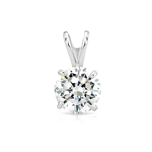 Exquisite 14K White Gold Classic Solitaire Pendant Necklace.