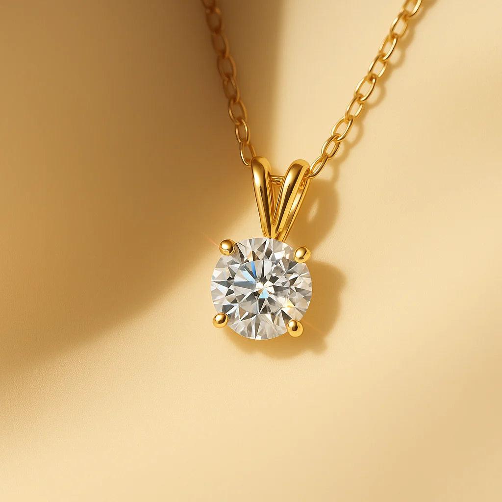 Timeless 14K Yellow Gold Classic Solitaire Pendant Necklace.