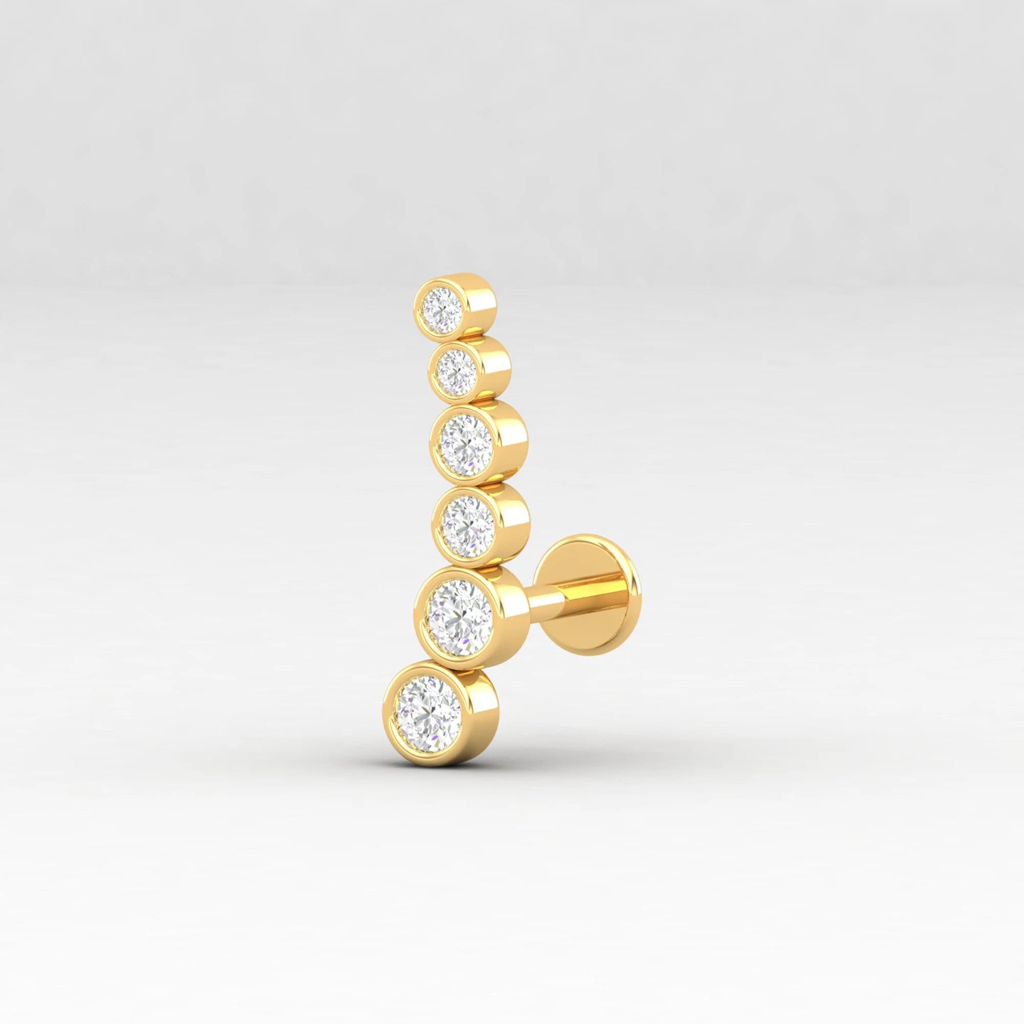 Diamond Earring, Diamond Graduation Piercing, Diamond Ear Climber, Diamond Ear Crawler, Wrap Crawler, Curved Earring, Gift for Her