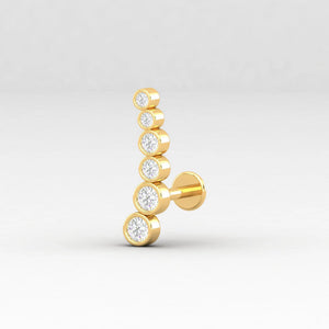 Diamond Earring, Diamond Graduation Piercing, Diamond Ear Climber, Diamond Ear Crawler, Wrap Crawler, Curved Earring, Gift for Her