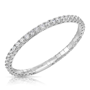 14K White Gold Tennis Bangle Bracelet, with Simulated Diamonds, 7In