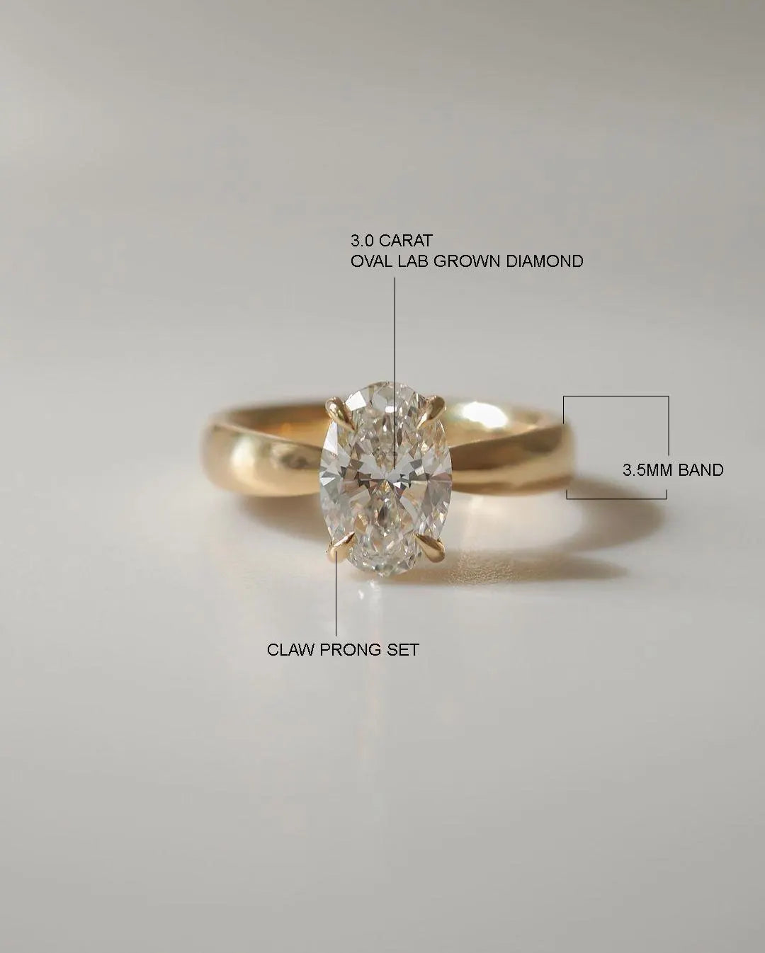14K Yellow Gold Oval Lab Grown Diamond Anniversary Solitaire Ring, IGI Diamond, Fine Jewelry