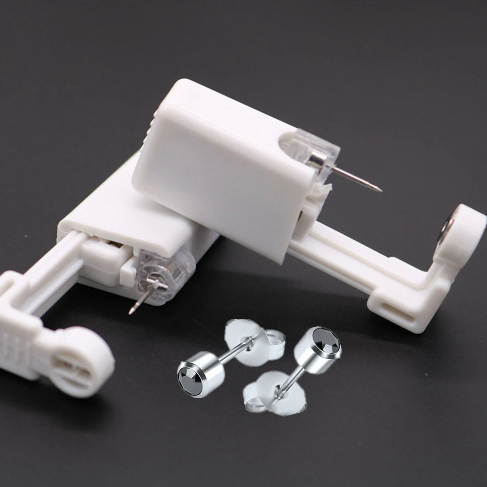 Ear Piercing Kit - Gold/Silver/Black Earring and Cleaning Pad Piercer Tool