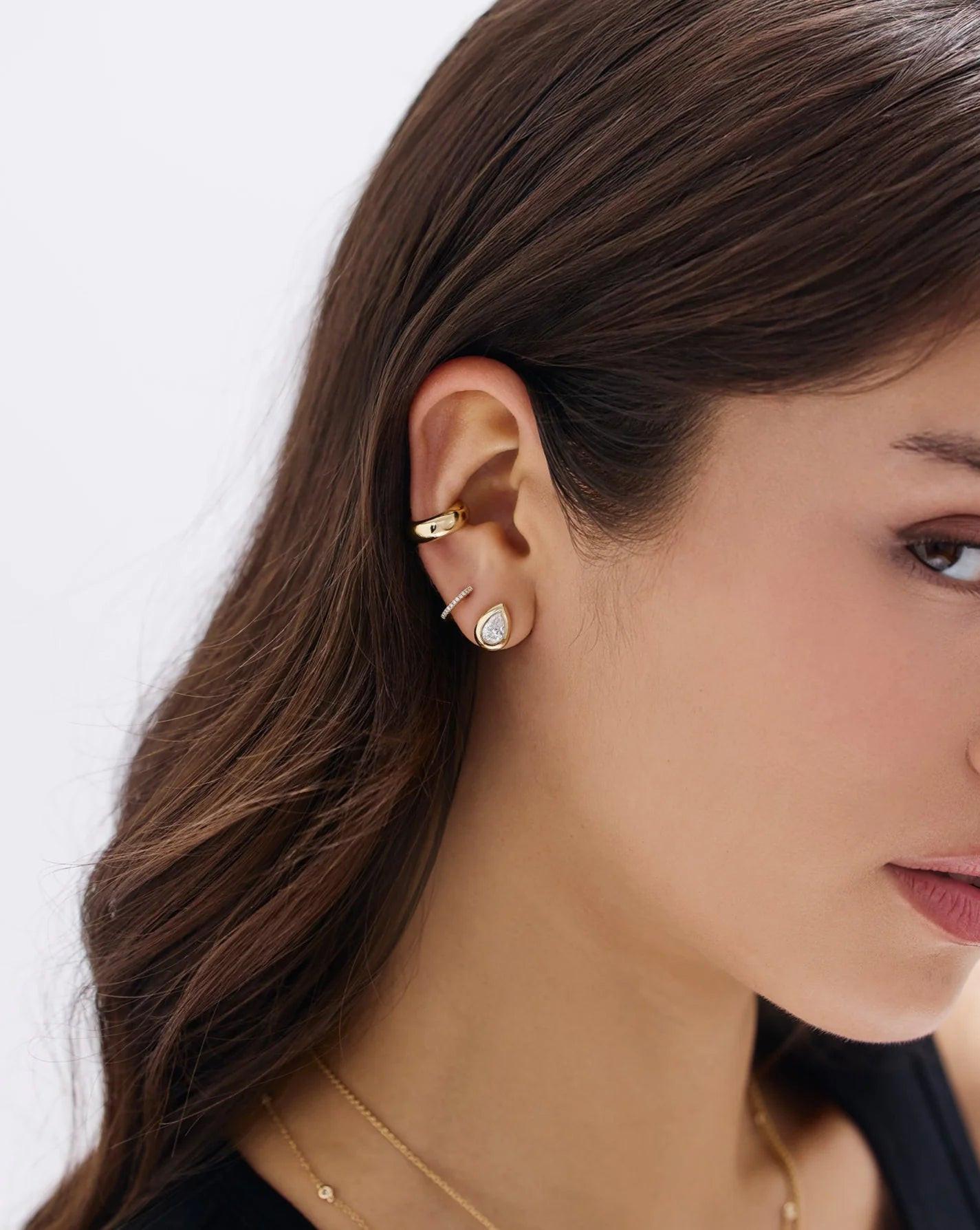 Elegant Framed Pear Lab Diamond Studs - Stunning Sparkle for Every Occasion.