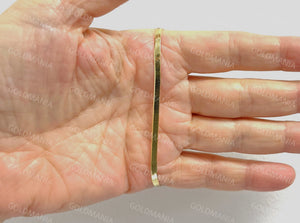 14K Solid Gold Herringbone Anklet: 3Mm Real Gold Ankle Chain