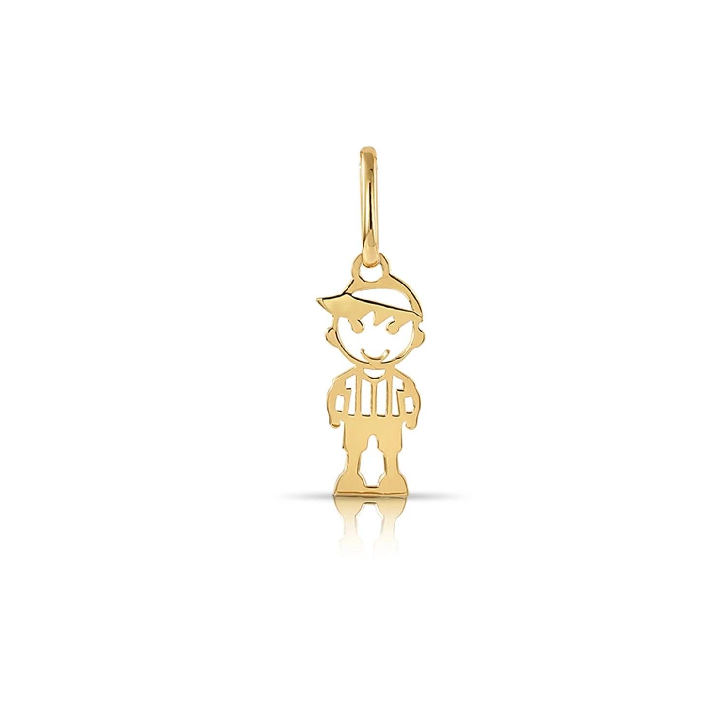 Stunning 14K Yellow Gold Little Boy Pendant with Elegant 18" Necklace.