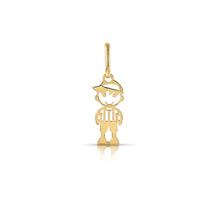 Stunning 14K Yellow Gold Little Boy Pendant with Elegant 18" Necklace.