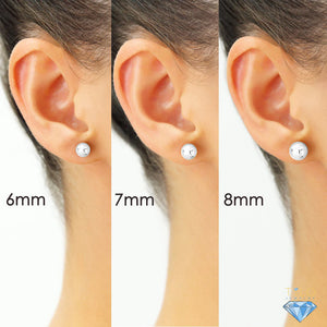 14K White Gold Ball Stud Earrings with Silicone Gold Pushbacks