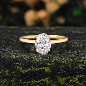 Oval Cut 1.5Ctw Lab Diamond Solitaire Ring - Yellow Gold Engagement