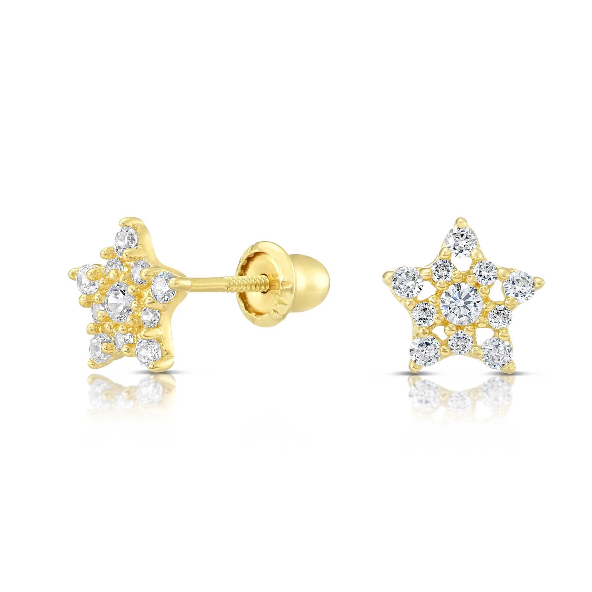 10K Yellow Gold Star Stud Earrings