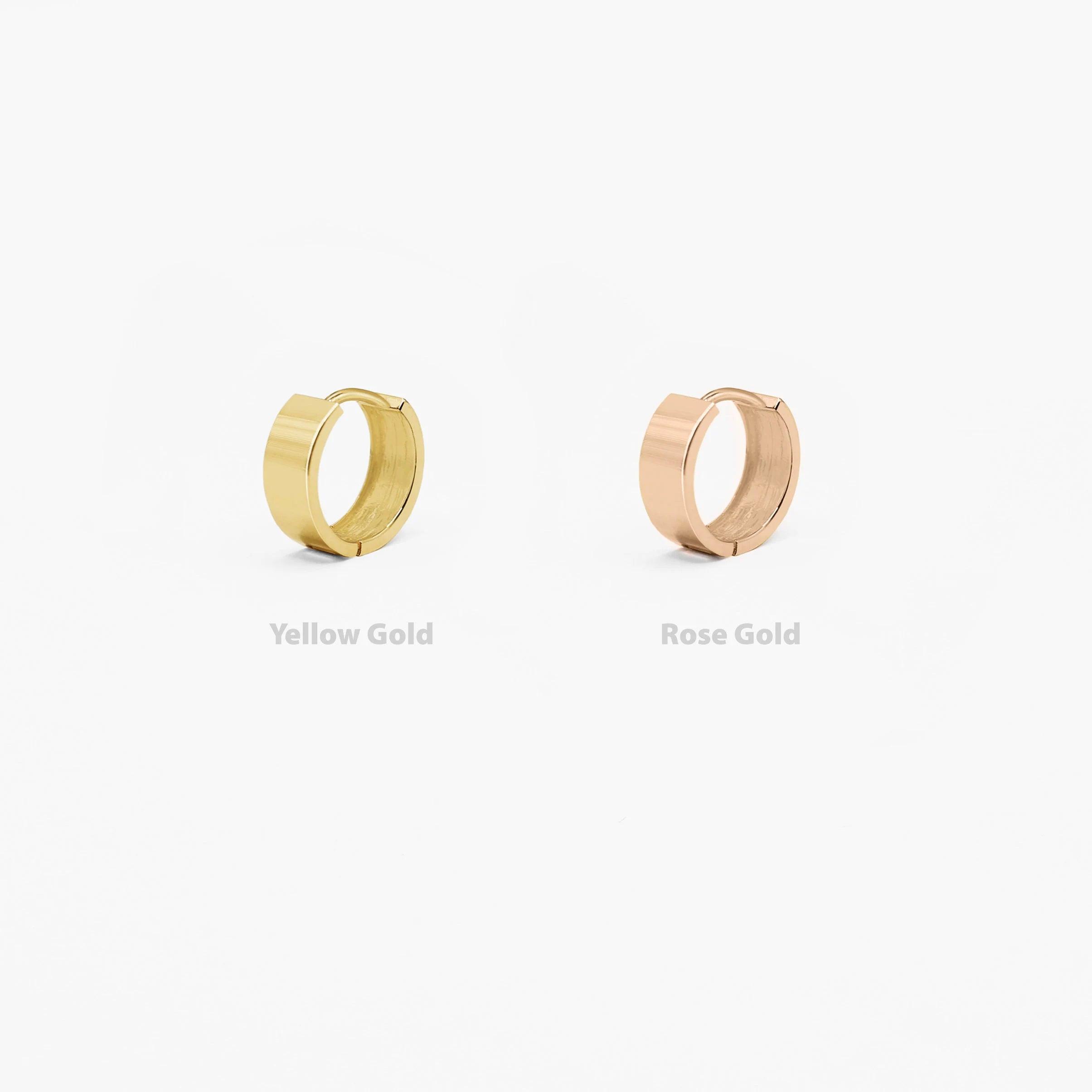 Elegant 14K Solid Gold Wide Huggie Hoop Earrings - Bold and Stylish.