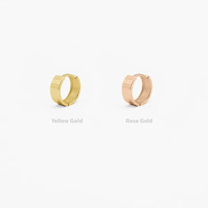 Elegant 14K Solid Gold Wide Huggie Hoop Earrings - Bold and Stylish.