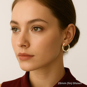 10K Yellow Gold Twisted Classic Hoop Earrings, Diamond-Cut round Hoops, Solid Yellow Gold Shiny Hoops, Handmade with Love, by TILO Jewelry