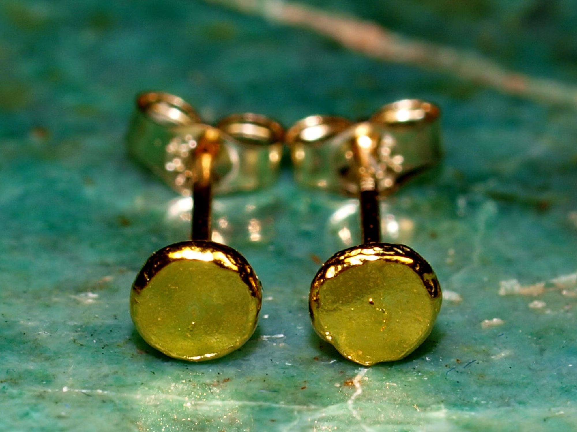 Radiant 24K Gold 3mm Minimalist Disc Stud Earrings - Timeless Elegance in Solid Gold.