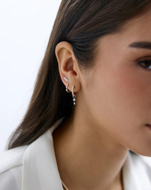 Sparkling Diamond Station Huggie Earrings - Elegant and Chic!.