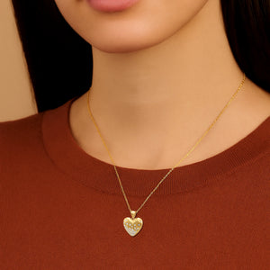 14K Solid Yellow Gold Heart Pendant, with 18" Cable Chain Necklace