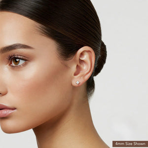 Elegant Sterling Silver Princess-Cut CZ Pushback Stud Earrings.