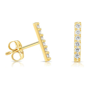 Elegant 14K Yellow Gold Bar Stud Earrings - Timeless Sophistication.