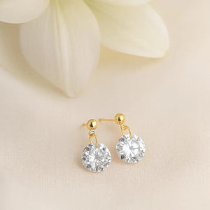 CZ Diamond Drop Earrings | round Crystal Dangle Earrings | Wedding, Bridal & Bridesmaid Jewelry | Sparkly Gift for Her | Christmas Gift