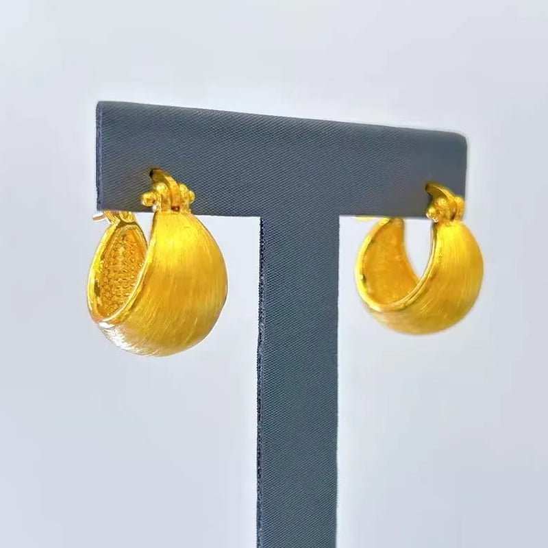 24K Pure Gold, 24K Gold Earrings, Gold U Shape Earrings, Gold Hoop Earrings, Gold Huggies, 24K Solid Gold Earrings, Gold Statement Earrings