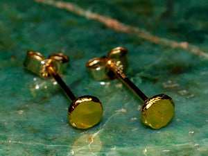 Radiant 24K Gold 3mm Minimalist Disc Stud Earrings - Timeless Elegance in Solid Gold.