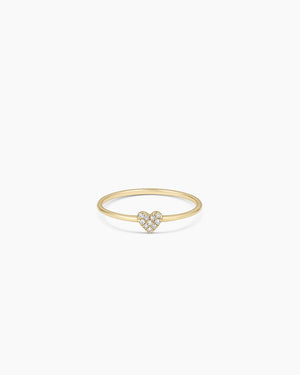 14K Diamond Pavé Heart Ring