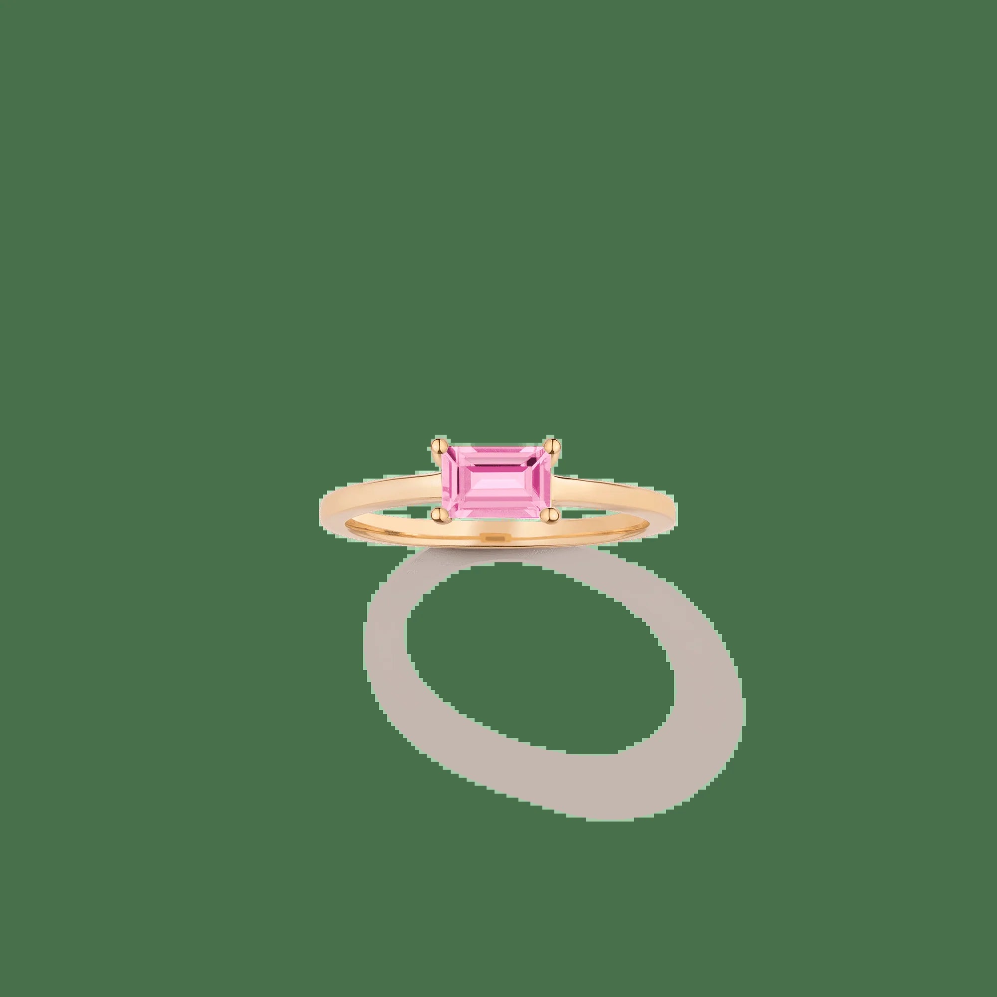 Birthstone Baguette Ring - Pink Tourmaline NikNenz™ Premium Gold & Diamonds