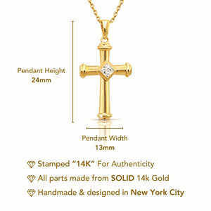 Stunning 14K Yellow Gold Cross Pendant Necklace - Timeless Elegance.