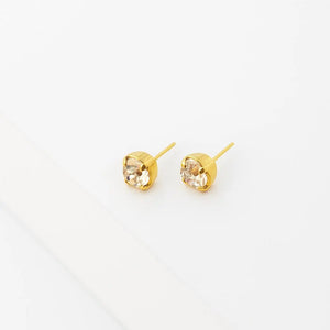 Gold Swarovski Crystal Stud Earrings - Elegant 8Mm Single Stone
