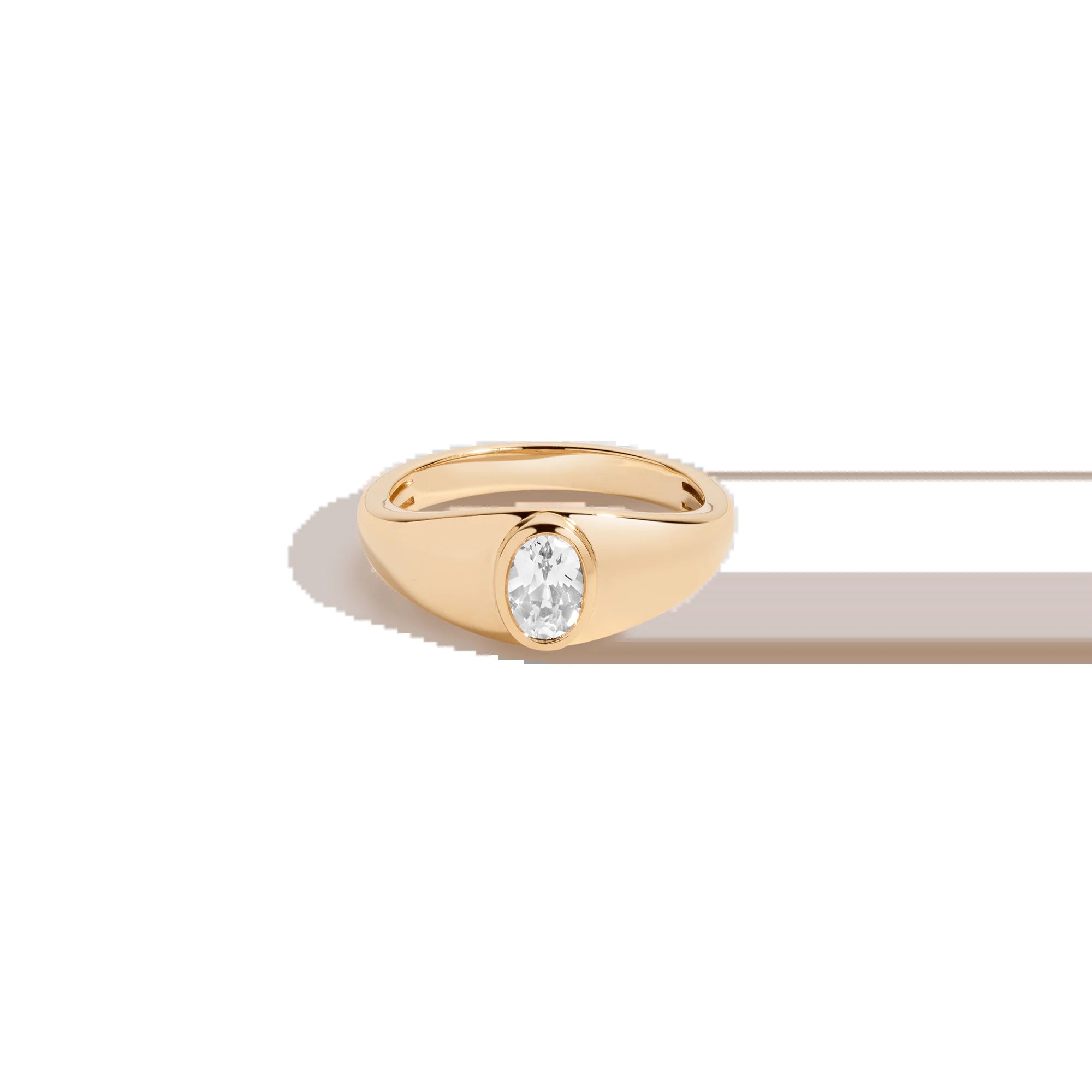 Chunky Lab Grown White Sapphire Oval Ring NikNenz™ Premium Gold & Diamonds