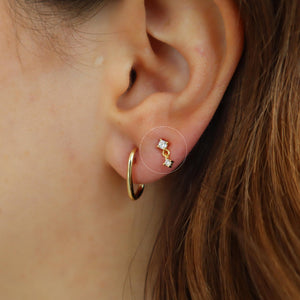 CZ Cubic Diamond Drop Dangle Studs, Dainty Tiny CZ Studs, 18K Gold Plated Sterling Silver Tiny Stud Earrings, Cartilage Stud, Gift for Her