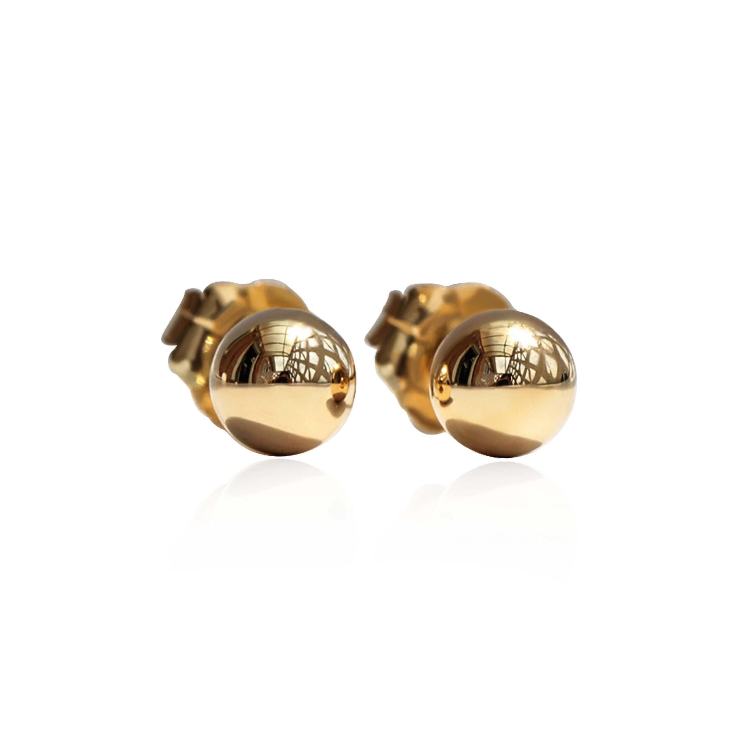 Solid Gold 14K Ball Post Studs Tiny Simple Sphere Earrings Men Women Kids Ear Decor round Bead Earlobe Piercing Minimalist Unisex Jewelry