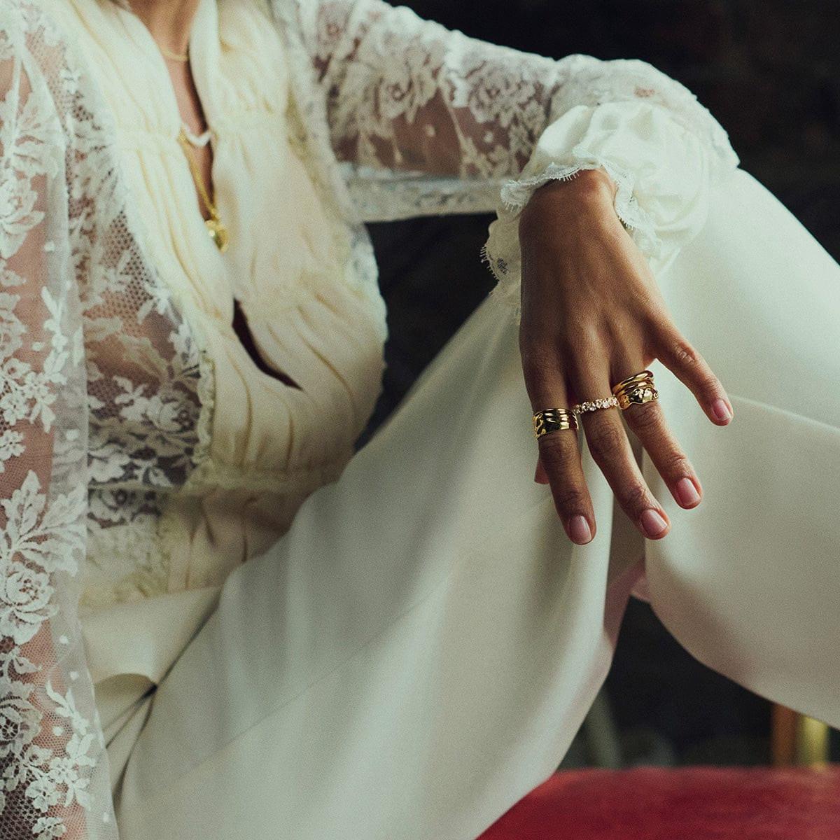 Stunning Organic Chunky 18Ct Gold Plated Band Ring.