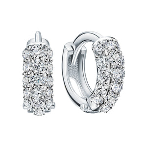 Triple Row Pave Diamond Huggie Hoop Earrings | 14K Gold Small Sparkle Hoop Earrings | Elegant Everyday Jewelry | Gift for Her.