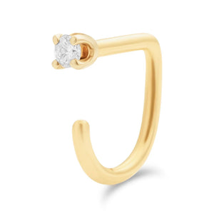 Small Diamond Claw Earring - 14K Solid Gold Huggie Hoop Earring