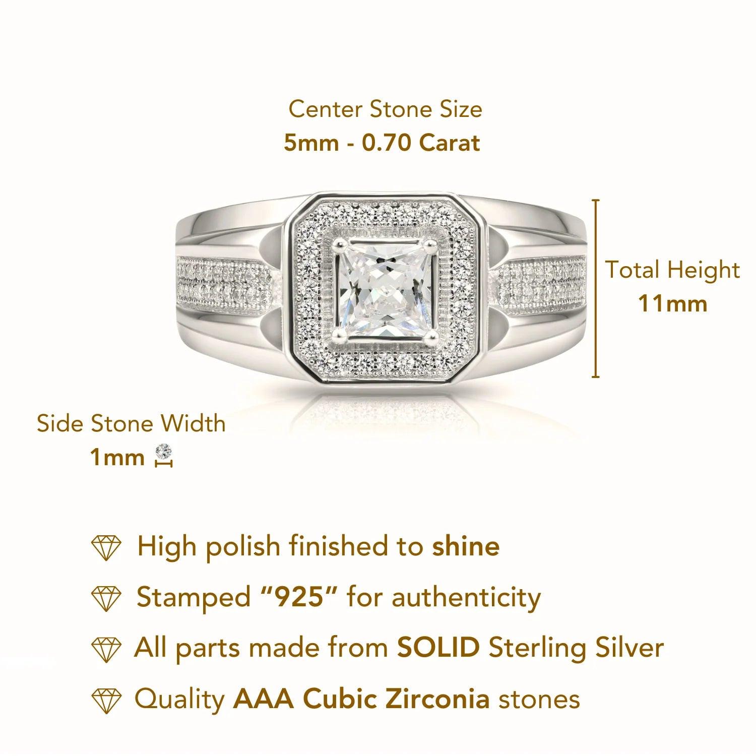 Elegant 925 Sterling Silver Princess-Cut Pave Pinky Ring - Perfect for Weddings, Anniversaries & Everyday Glamour.