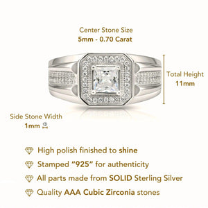 Elegant 925 Sterling Silver Princess-Cut Pave Pinky Ring - Perfect for Weddings, Anniversaries & Everyday Glamour.