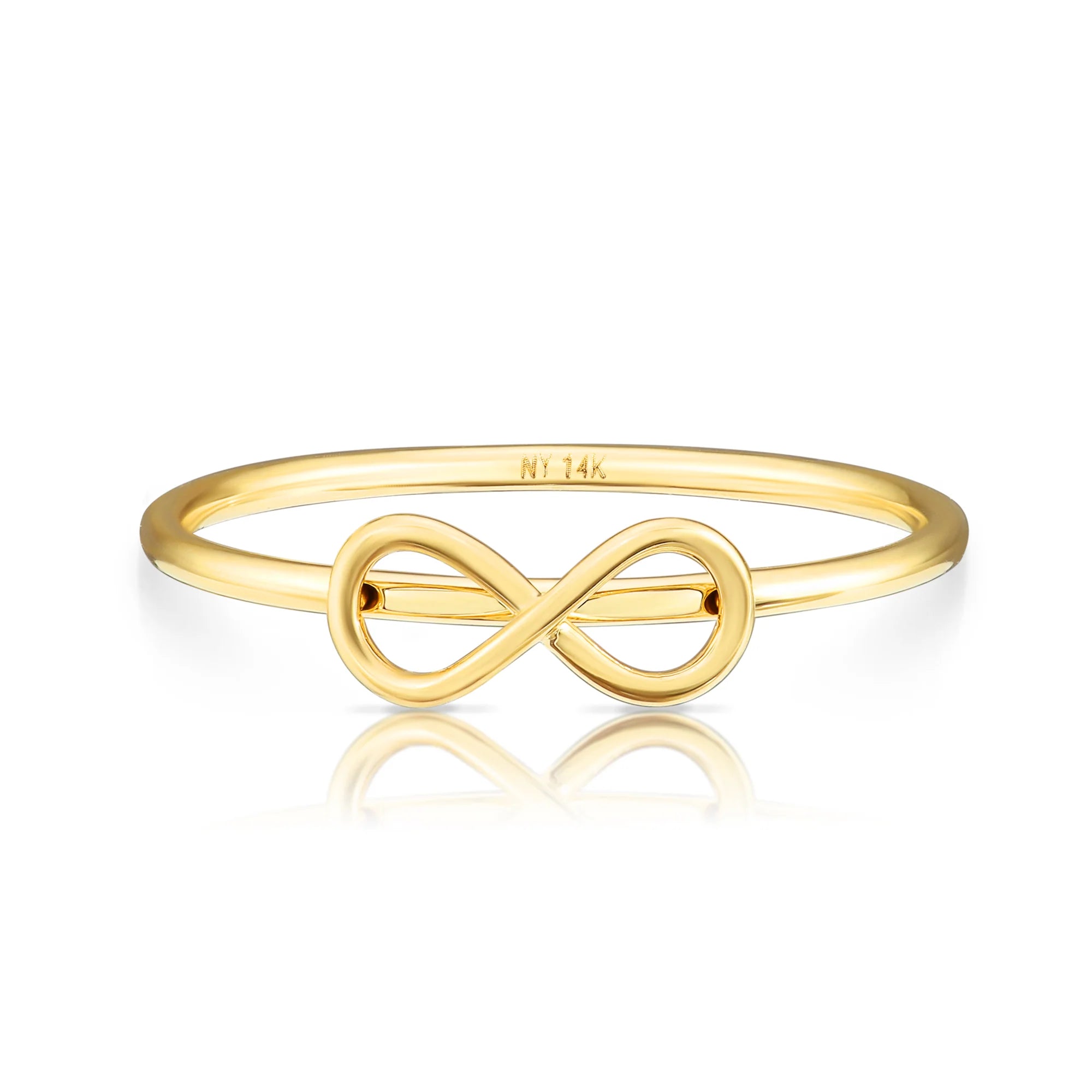 14K Gold Infinity Cross Ring, Stackable Religious Ring 2 Piece Set