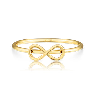 14K Gold Infinity Cross Ring, Stackable Religious Ring 2 Piece Set