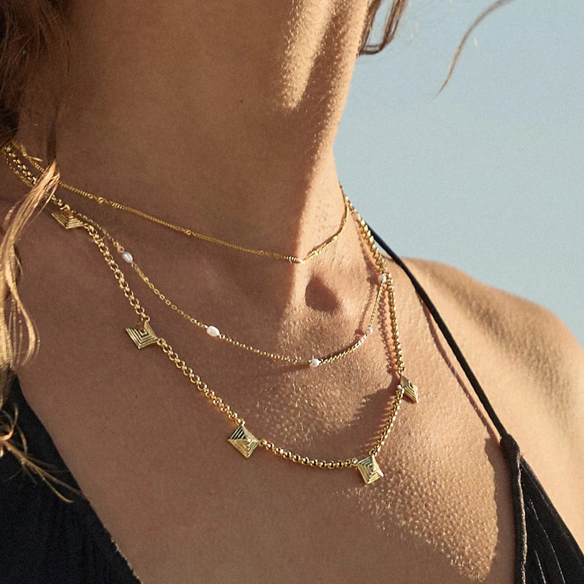 Strata Station Necklace 18Ct Gold Plate
