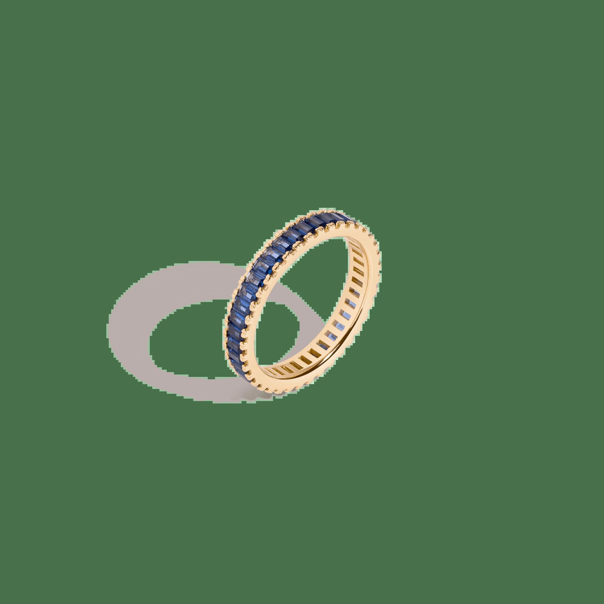 Lab Grown Blue Sapphire Baguette Eternity Ring NikNenz™ Premium Gold & Diamonds