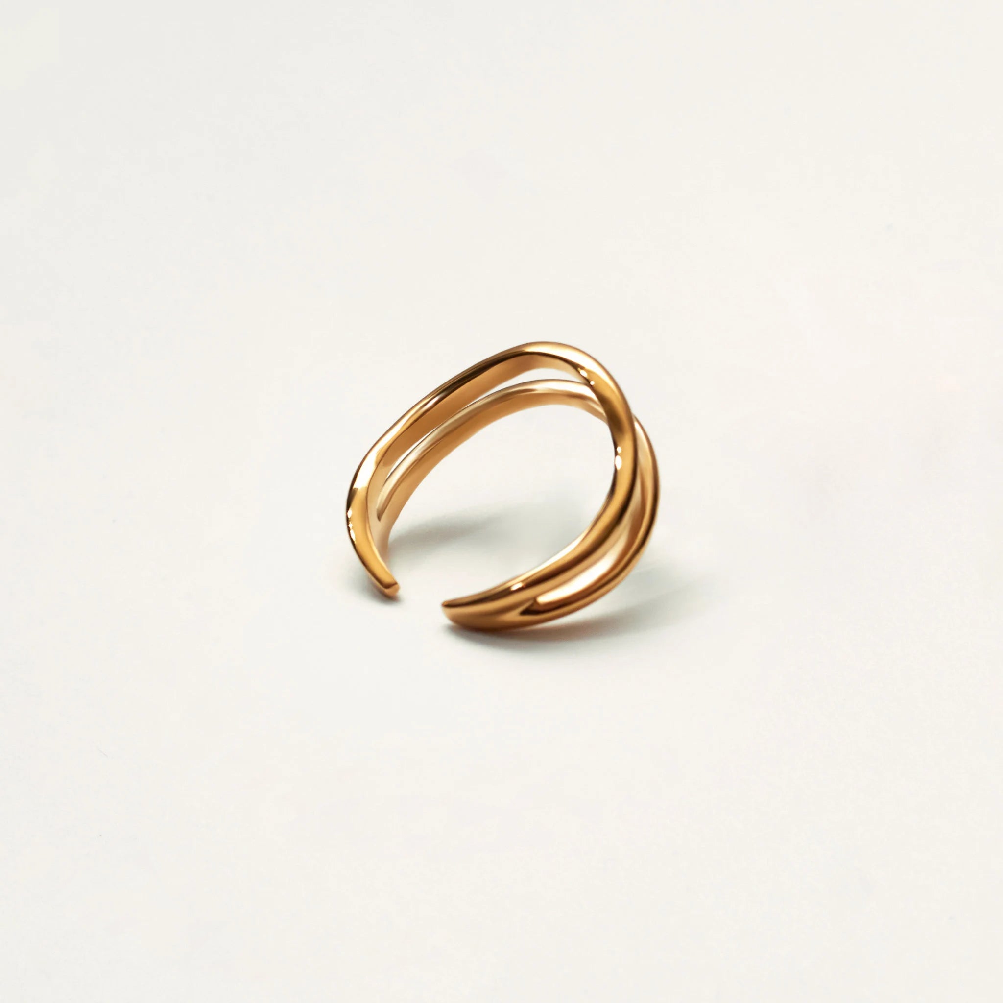 Waterproof Gold Double Band Ring - Adjustable Stainless Steel Ring - Tarnish Free Gold Ring - Elegant Dainty Ring for Everyday