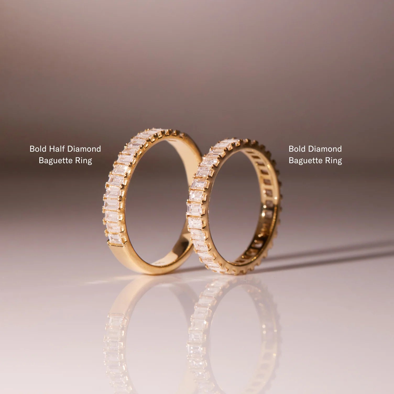 Bold Half Diamond Baguette Ring NikNenz™ Premium Gold & Diamonds